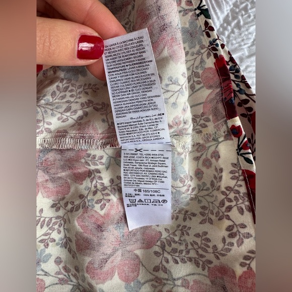 Waist-Difined Bell-Sleeve Faux-Wrap Dress for Women, red floral, Size L - Picture 11 of 11